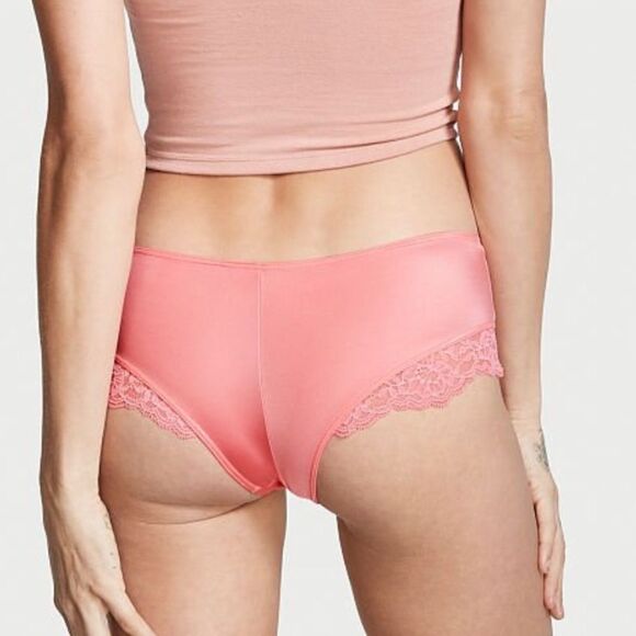 Victorias Secret Very Sexy Smooth Satin Micro Lace Insert cheeky panty pink - Picture 7 of 10